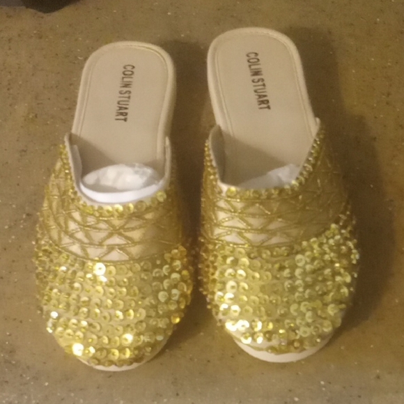 Victoria Secret Colin Stuart Gold Sequin Mules - Picture 1 of 2